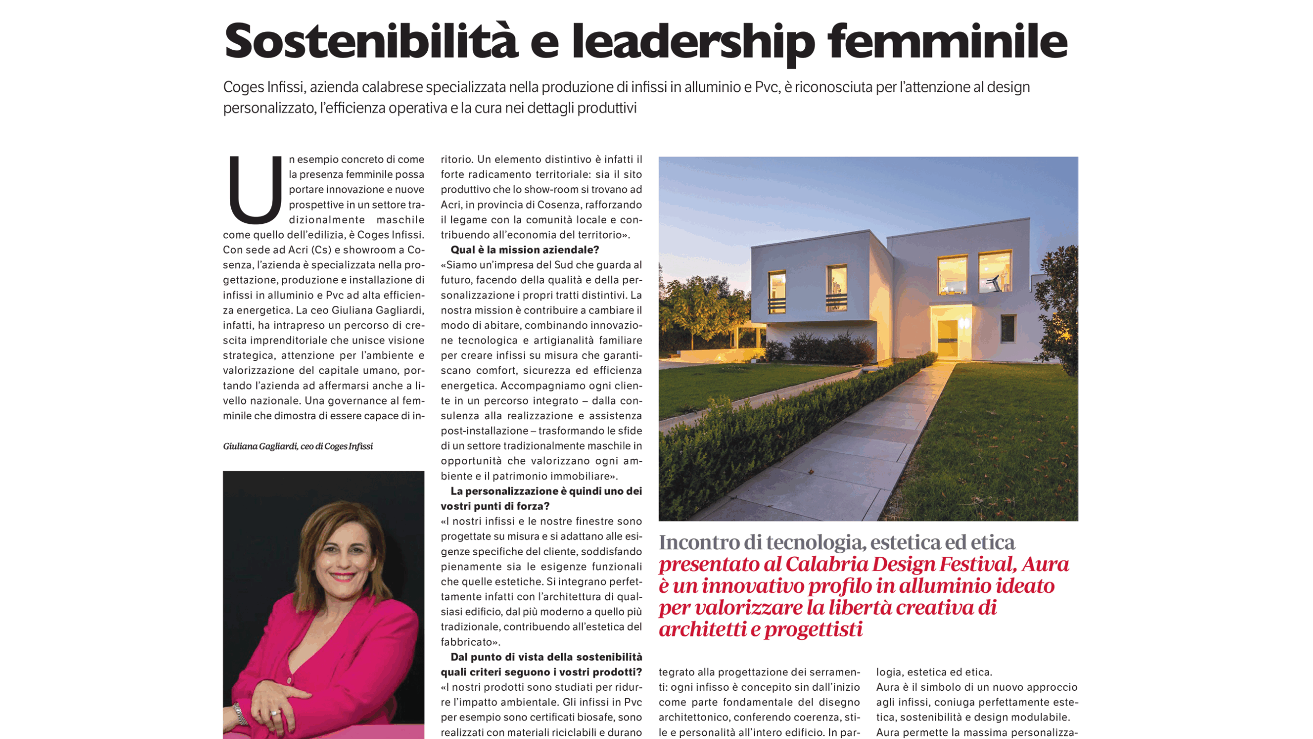 intervista valore donna giuliana gagliardi coges infissi